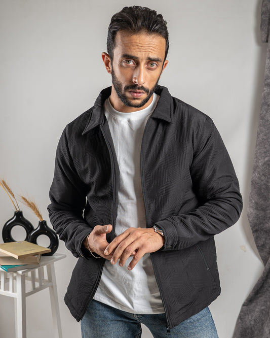 Collared Jacquard Jacket