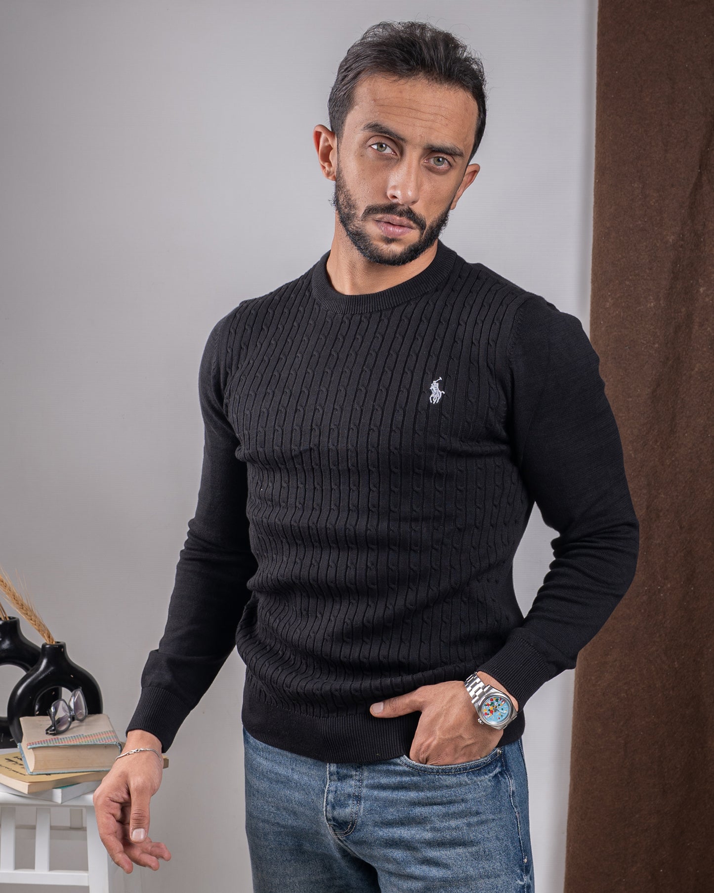 Trico Ribbed Polo Pullover