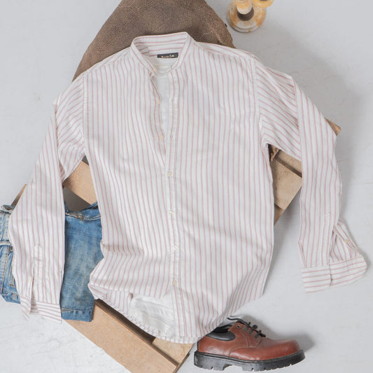 Striped linen half collar